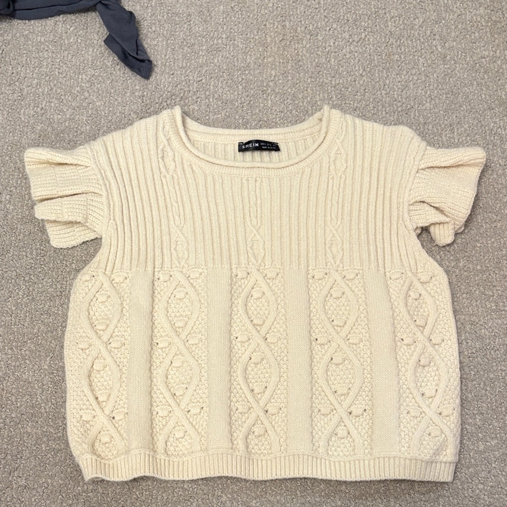 Cream Textured Knit Sweater
